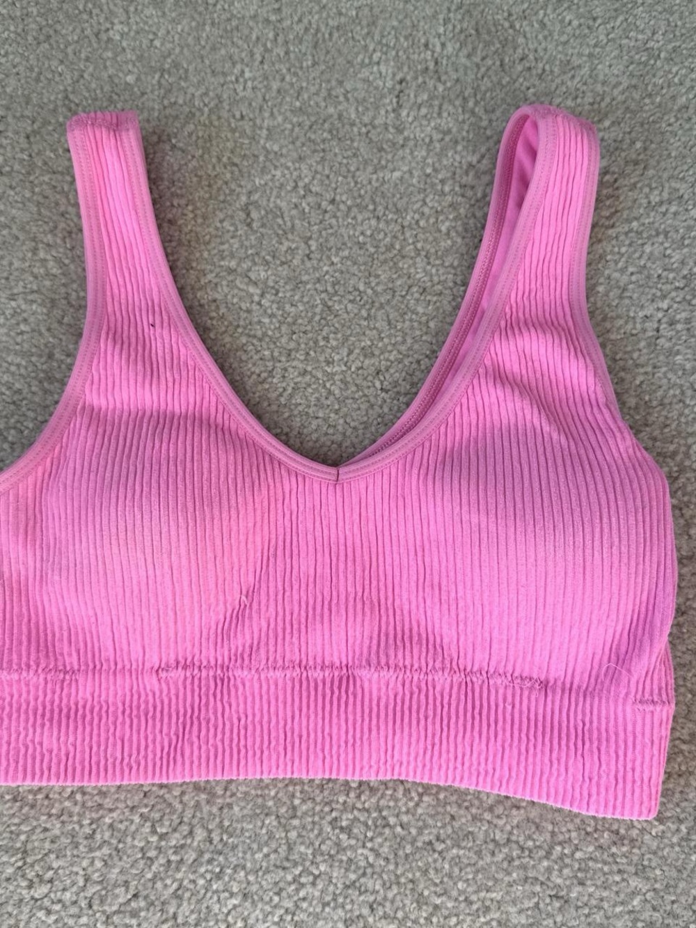 Aerie Ribbed Pink V-Neck Sports Bralette